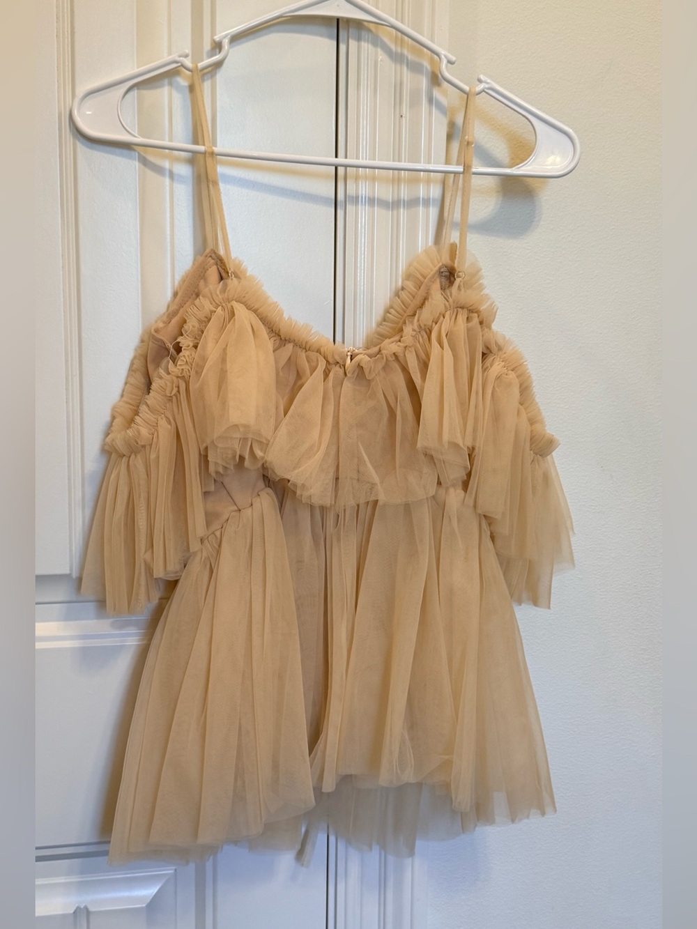 Simple Ruffle Sheer Spaghetti Strap Blouse - Picture 7 of 8